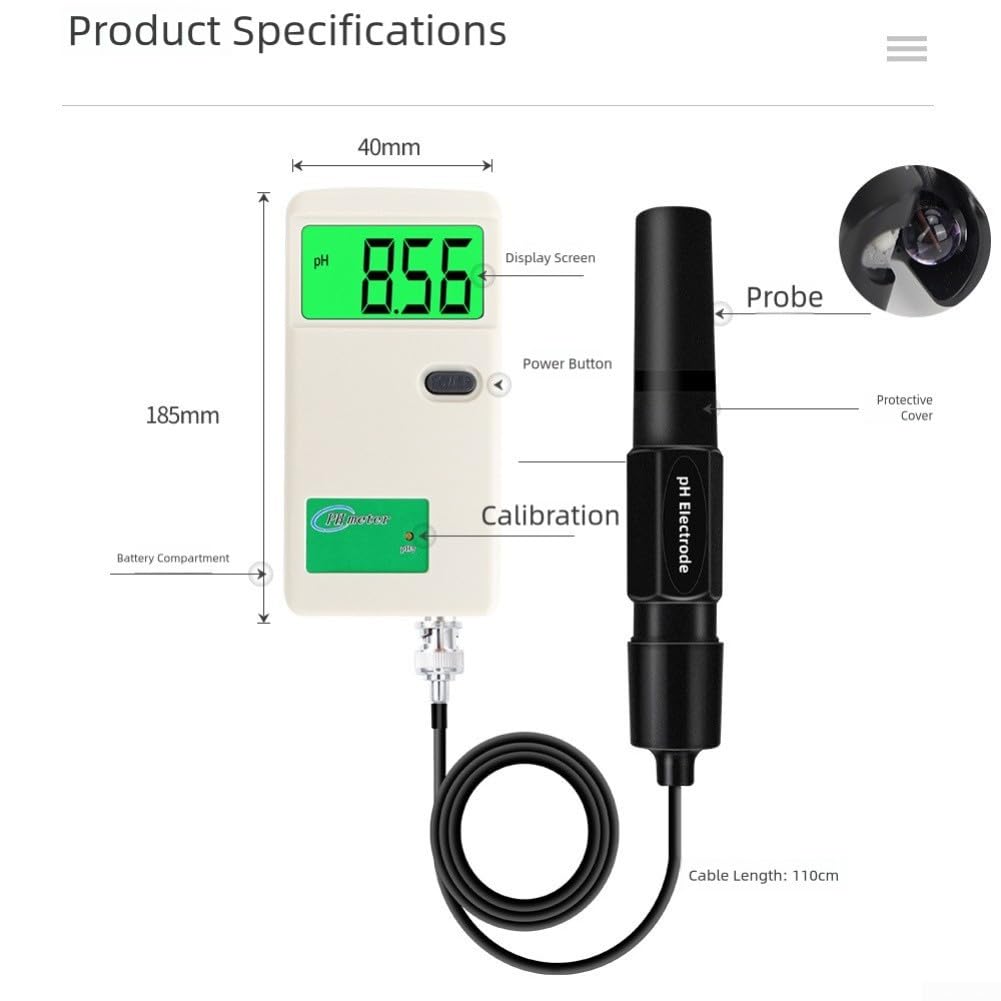 Digital pH Meter mit Hintergrundbeleuchtung ±0,1 Genauigkeit