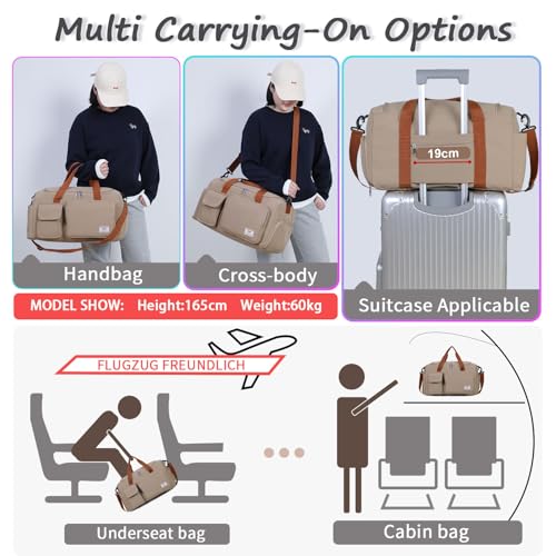 Image of FIORETTO Women's Gym Duffle Bag with Shoes Compartment, 30L Capacity, Ideal for Travel, Gym, Sports, Duffel, Weekender