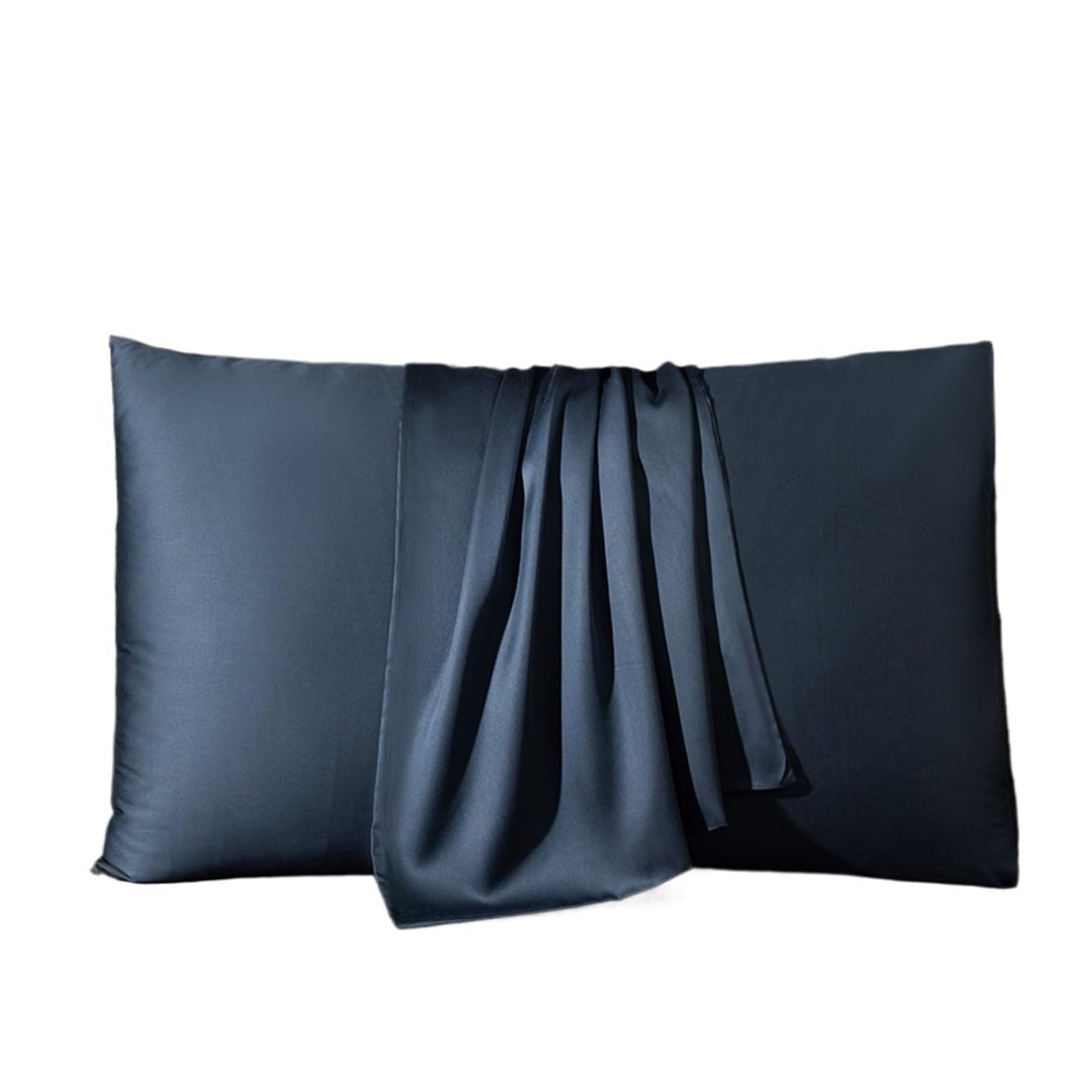Funda de Almohada de Seda Morera Multicolor Varios tamaños(Dark Blue,40x60cm 2pcs)
