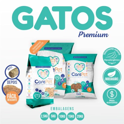 CarePet Granulado Higiênico De Madeira Original Pacote 20 Kg