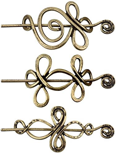 BBTO Celtic Shawl Pin Set, 3-Piece Bronze Brooch for Scarves