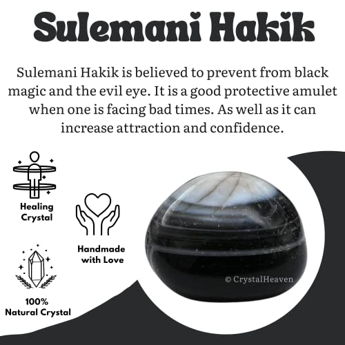 Image of Certified Black Hakik Crystal Healing Tumbled Stone, Natural Polished Crystals for DIY Crafts, Manifestation, Meditation, Pooja Feng Shui and Reiki Healing (30 Grams)