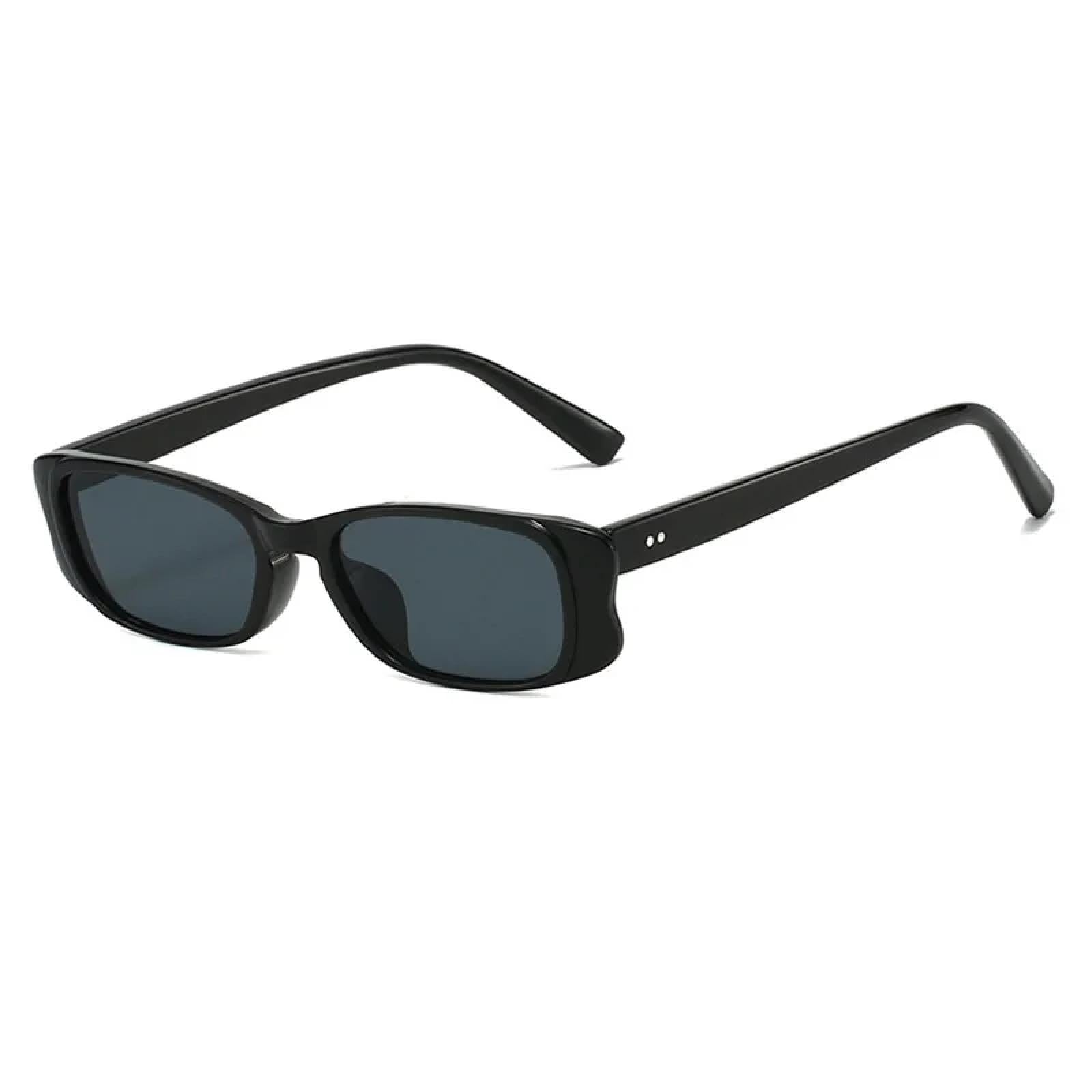 Occhiali da sole vintage piccoli da donna, alla moda, con rivetti, di lusso, UV400 (nero-nero)