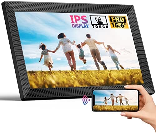 WiFi 15.6'' Digital Picture Frame with 1920x1080 Resolution, FHD IPS Touchscreen Digital Photo Frame Share Photos and Videos Remotely via APP - Gift Guide for Father's Day