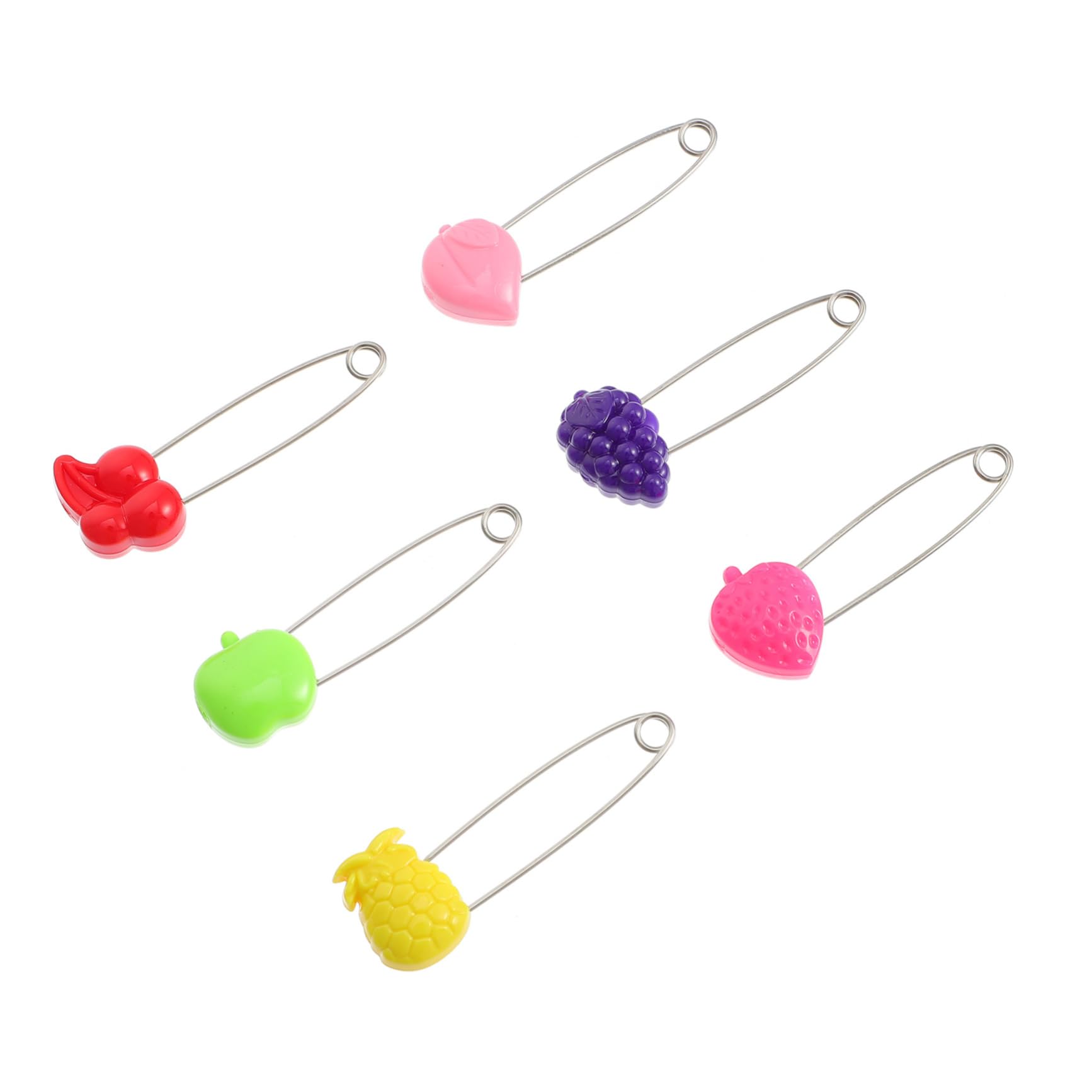 Gogogmee Diaper Pin Set 30pcs Large Safety Cap Stainless Steel Nappy Pins for Baby Diapers Craft Projects Fruits Pattern