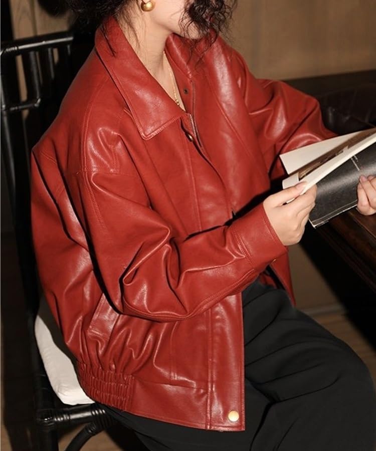 Mejores precios y opiniones de Chaqueta roja cuero que Puedes comprar On-line. 57 Imagen adicional