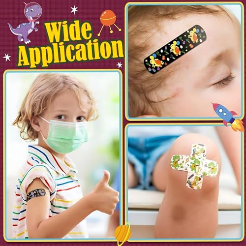 Image of Cartoon Bandages for Kids 20Pcs - Waterproof Breathable Adhesive Band Aids with Cute Designs - Hypoallergenic, Gentle & Flexible First Aid for Cuts and Scrapes