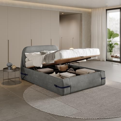 Image of Wakefit Hibernis Queen Size Hydraulic Storage Upholstered Bed