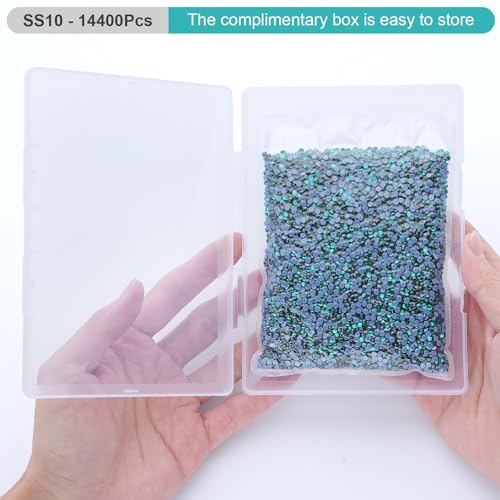 Image of Hotfix Rhinestones Bulk, 14400PCS Blue Zircon Hot Fix Rhinestones for Clothes DIY Decoration Crafts, Blue Zircon, SS10, 2.7-2.9mm