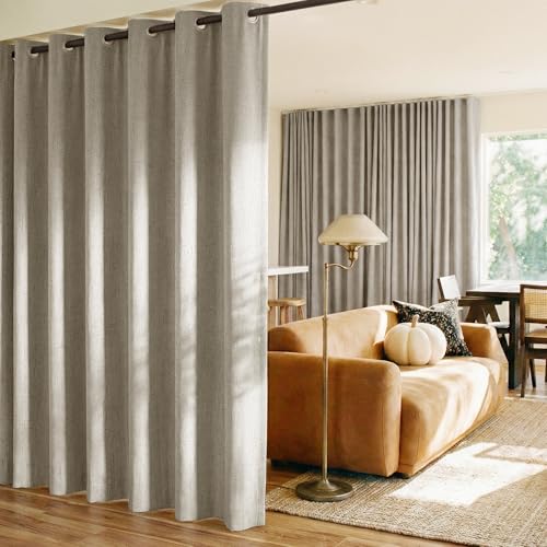 Image of NICETOWN 100% Blackout Sliding Door Curtain, Beige, W100xL84, 1 Panel