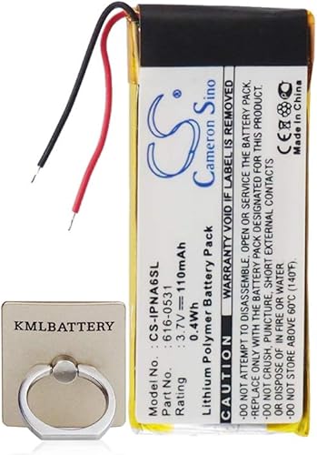 Batería KML para Apple 616-0531, compatible con Apple iPod Nano 6, iPod Nano 6 generación, polímero de litio 3.70V 110mAh