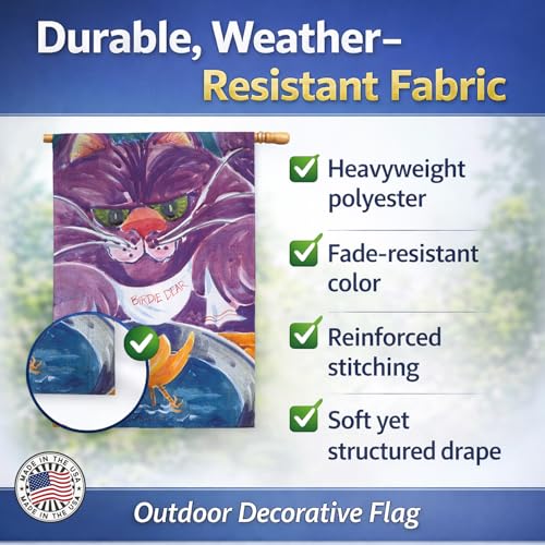 Drapeau maison chat violet grand format résistant intempéries