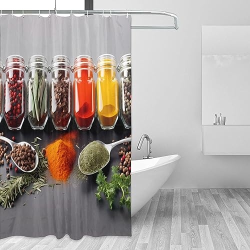 Rideau de douche imprimé condiments et épices 183 cm