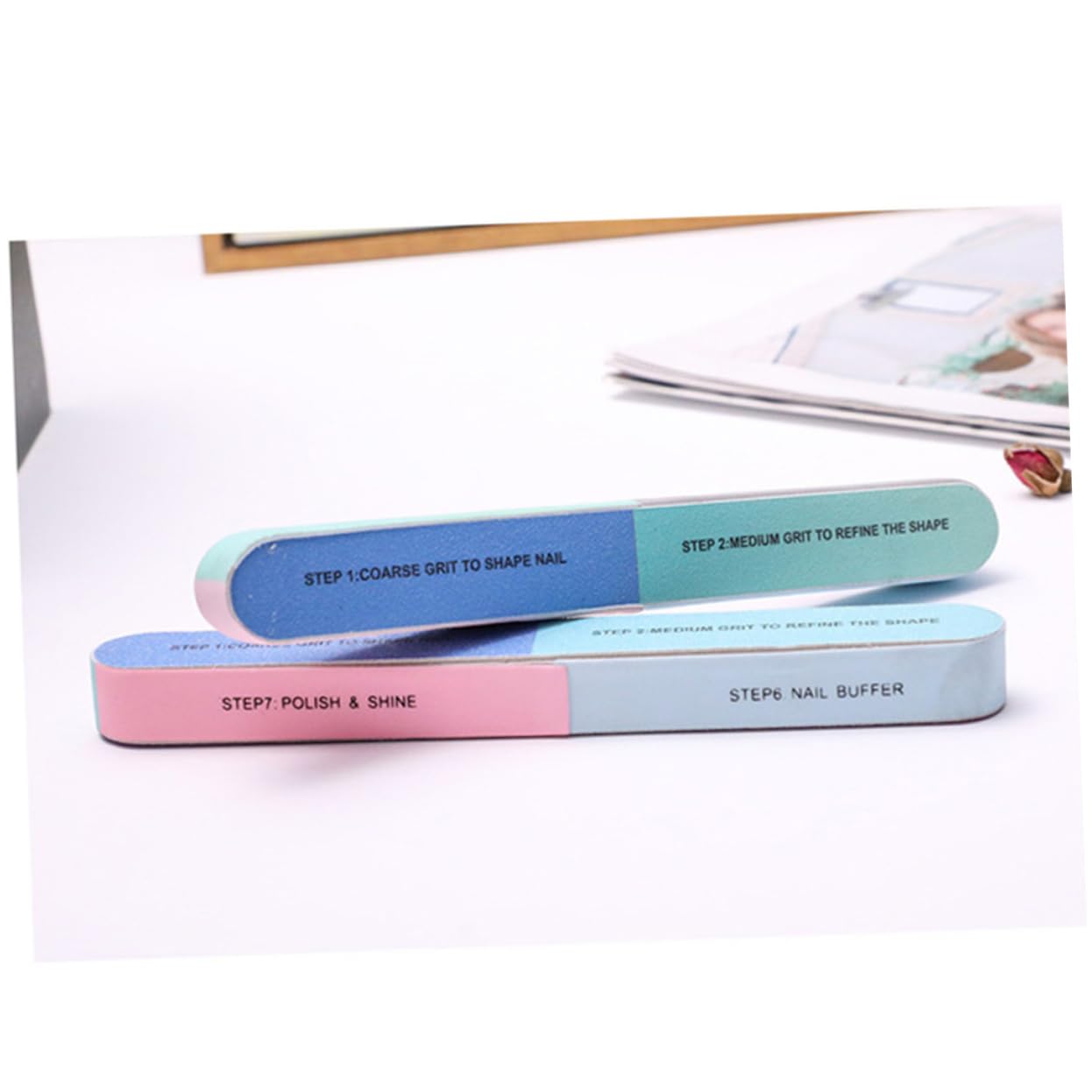 OSOLADY 12Pcs Nail File Blocks Sided Polishing Tools for Professional Use Washable Sanding Blocks for Fingernails and Toenails Grit Levels