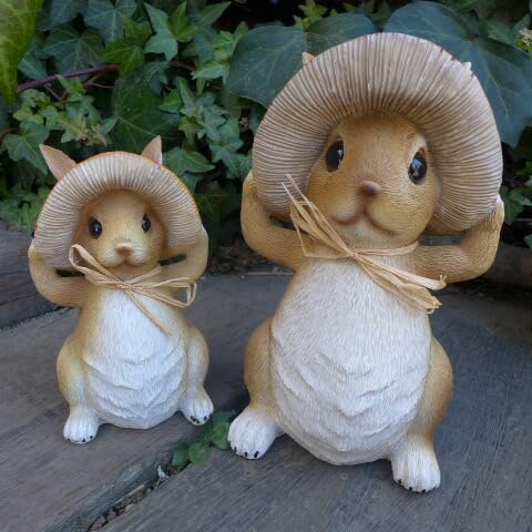 Amazon.co.jp: うさぎの置物 きのこウサギ親子2羽セット
