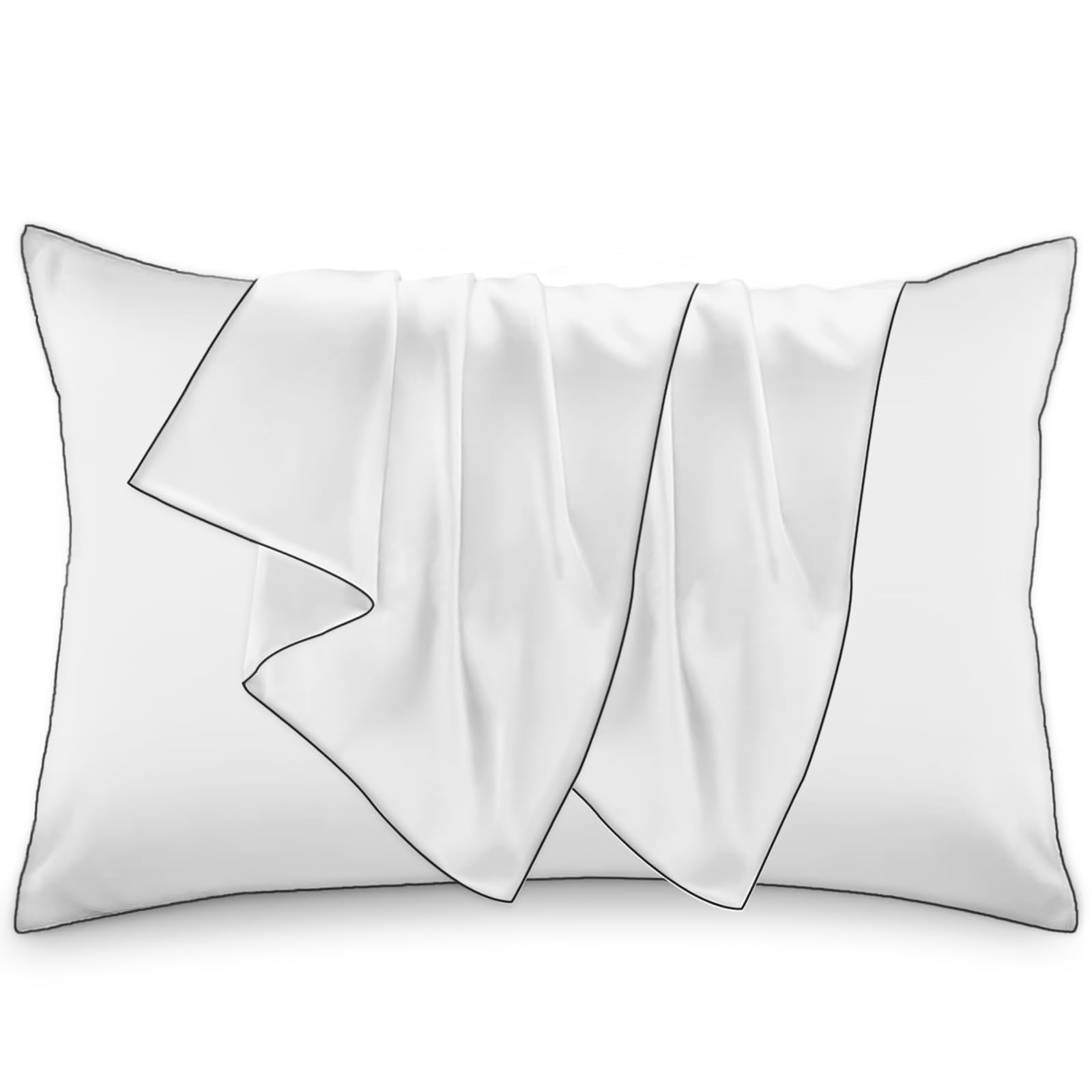 RONGHUAシルク枕カバー 2枚セット【美髪・美肌】100%天然 6A級 43x63cm 封筒式 両面シルク ピローケース 抗菌防臭 通気性 まくらカバー 洗える 快眠 寝癖軽減 抗菌防臭 四季適応(ホワイト, 50x70cm)