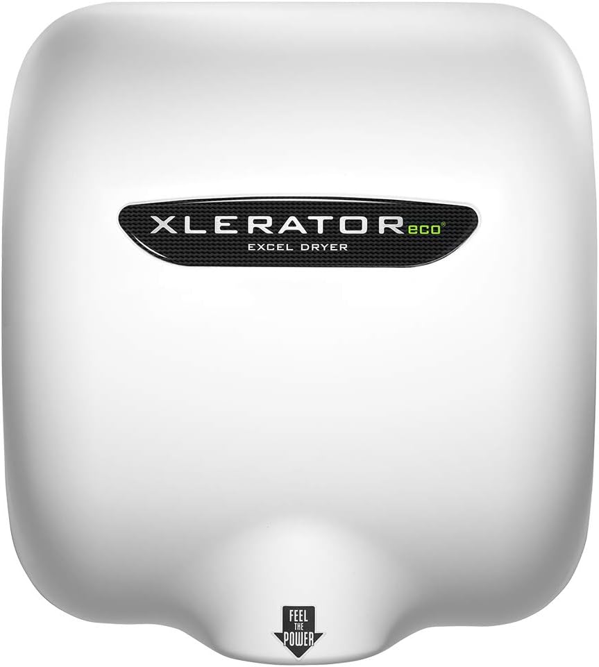 Excel Dryer XLERATOReco XL-BW-ECO Hand Dryer, No Heat, White Thermoset Resin (BMC) Cover, Automatic Sensor, Surface Mounted, LEED Credits, GreenSpec Listed, Commercial Hand Dryer, 500 Watts