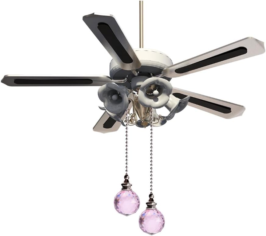TopHomer 2Pcs Ceiling Fan Pull Chain with Decorative Crystal Prism Balls Colorful Options Available for Ceiling Lamps (Pink)