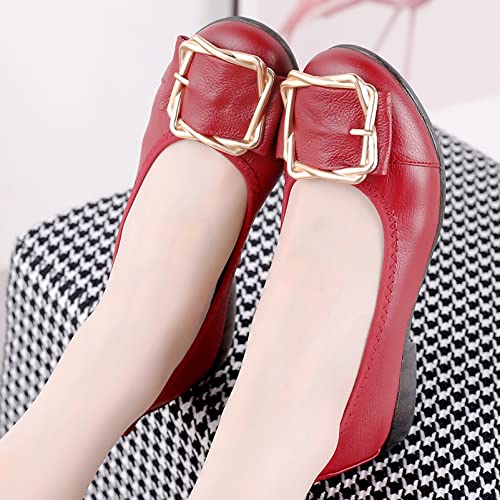 Ballerines cuir véritable mode boucle métal souple plat escarpins ANUFER