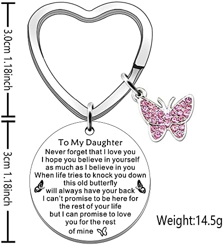 SDOFY Daughter Gifts Daughter Keyring Cute Butterfly Daughter Gifts from Mum Inspirational Birthday Christmas Graduation Gifts for Daughter