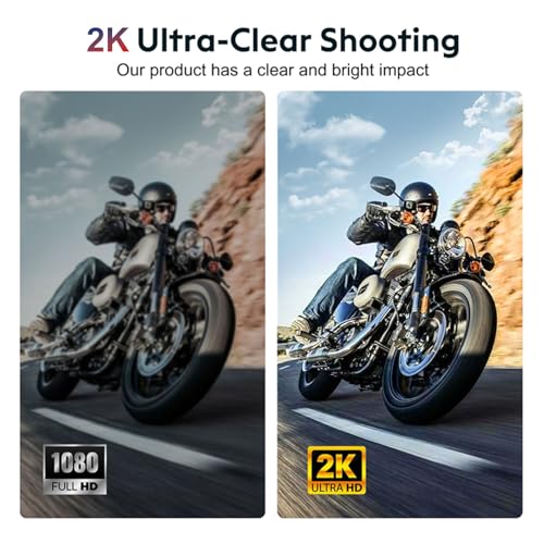 Image of YCV MT100 Motorcycle Bicycle Cycling Recorder, Motorcycle Dash Cam with 64GB SD Card, 2K HD Video Recording, Contains 3 Brackets, Suitable for Different Models