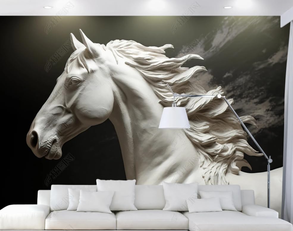Papier peint intissé cheval 3D décoration murale salon et grand poster mural 150x105