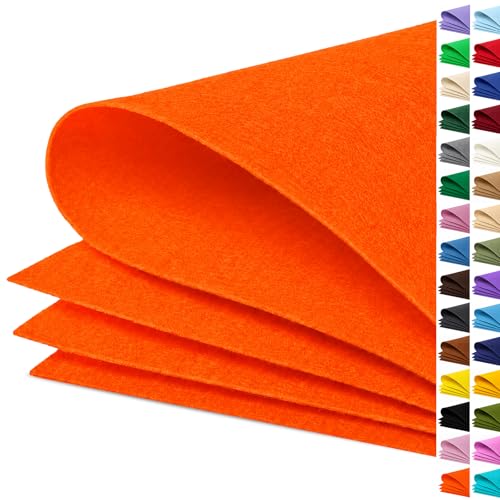 Image of Orange Large Felt Fabric 36 inch x 36 inch (1 Square Yard), 1mm Stiff Felt Sheet, Nonwoven Fabric for Crafts, DIY Projects, Art, Sewing, Lining & Decorations