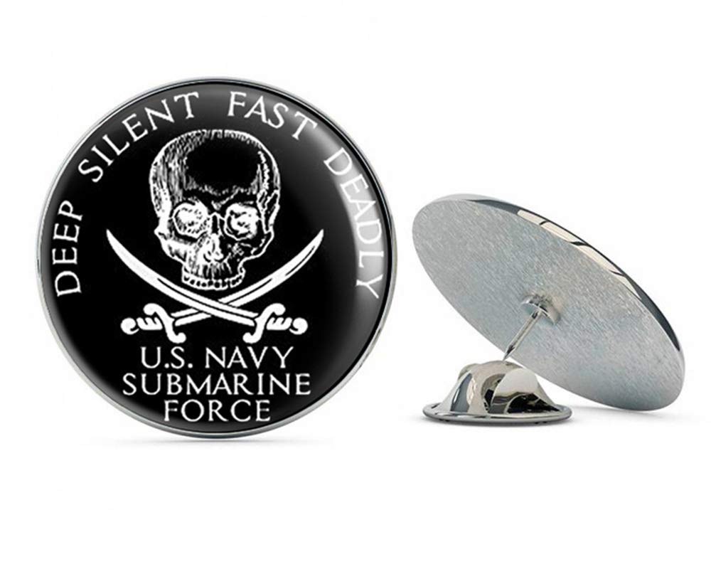 NYC JewelersRound US Navy Submarine Force Deep Silent Fast Deadly (sub Naval Skull) Metal 0.75" Lapel Hat Pin Tie Tack Pinback