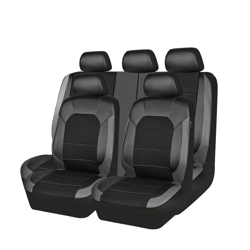 Saxcxcs C/Grey Saxxs 9 Ps Ar Seat Overs Full Set, For Ford Kuga (X482) Titanium/X/St Line 2019-2023 Ar Leather Seat Over Sets Breathable Waterproof Non-Slip Front Rear Seat Protetors,