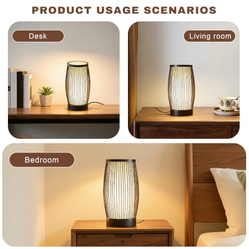 Image of Bedside Lamps Set of 2, Small Boho Table Lamps for Nightstands
