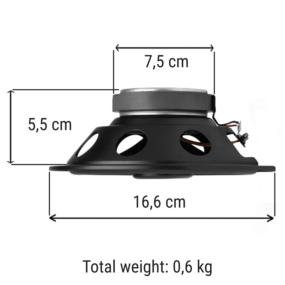 2 Altavoces coaxiales de 2 vías JBL STAGE2 624 6.5" 16.50 cm 165 mm 40 vatios rms 240 vatios impedancia MAX 4 ohmios 91 db para Coche Negro, el par