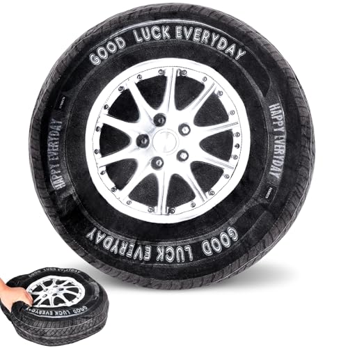 1 Pc 3D Tire Pillow for Boy, 15.7" Wheel Race Car Room Decor, Classical