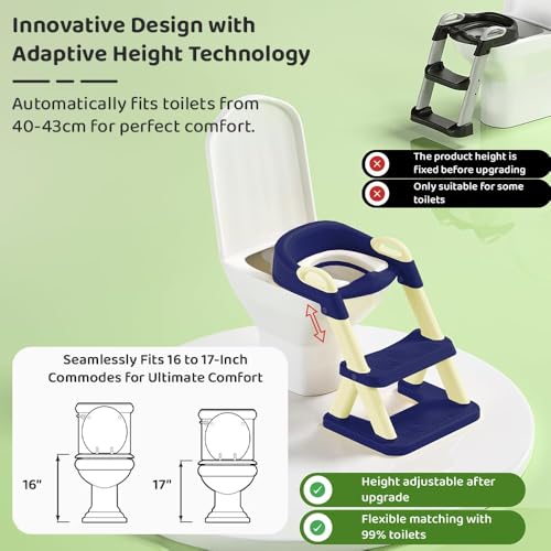 Image of StarAndDaisy Baby Potty Training Seat for Kids 1-3 Years | Toilet Seat for Kids with Height Adjustable & Removable Soft Cushion, Fits All Western Toilets seat (Blue Yellow)