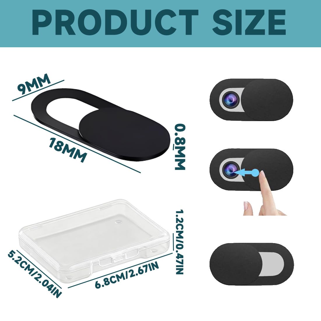 Webcam Cover 24 Pezzi Copri Webcam Slider Ultra Sottile per Laptop PC Tablet Smartphone Nero