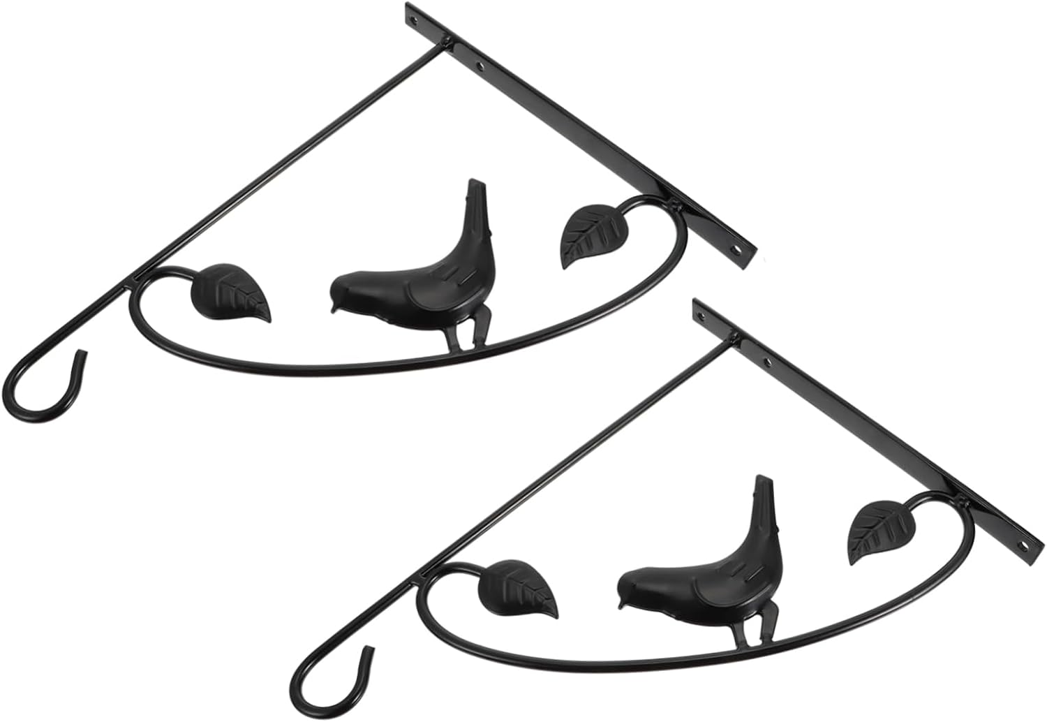 2Pcs Heavy Duty Iron Wall Mounted Plant Brackets Durable Black Hooks for Hanging Flower Baskets Lanterns and Bird Feeders Vintage Design for Indoor and Outdoor Garden