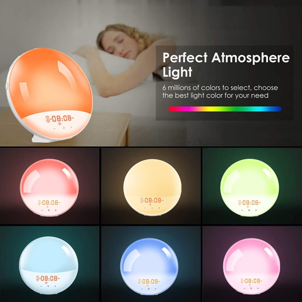 Sveglia Touch Control, 7 Suoni Naturali e Radio FM, 4 Sveglie e Posticipazione, USB Ricaricabile, Sunrise Simulation Wake Up Light