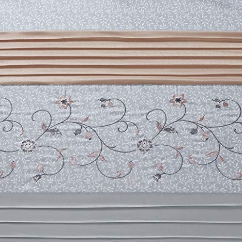 Madison Park Serene Faux Silk Embroidered Floral Shower Curtain Blush 72x72