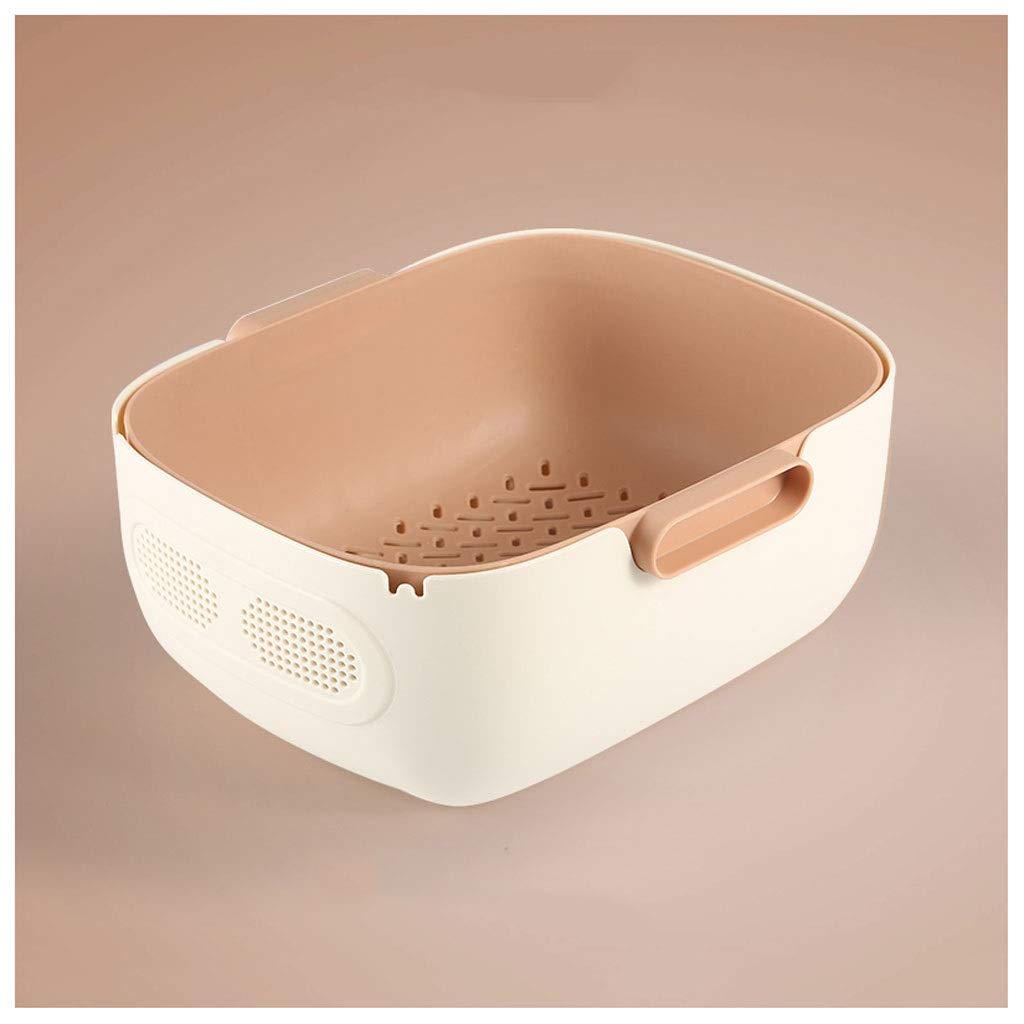 Durszlak Sitko kuchenne/Colander z tworzywa sztucznego koszyk do mycia ryżu i sitko z uchwytem odłączany zestaw durszlaków do mycia owoców i veggie Sitko Durszlaka (Color : Brown)