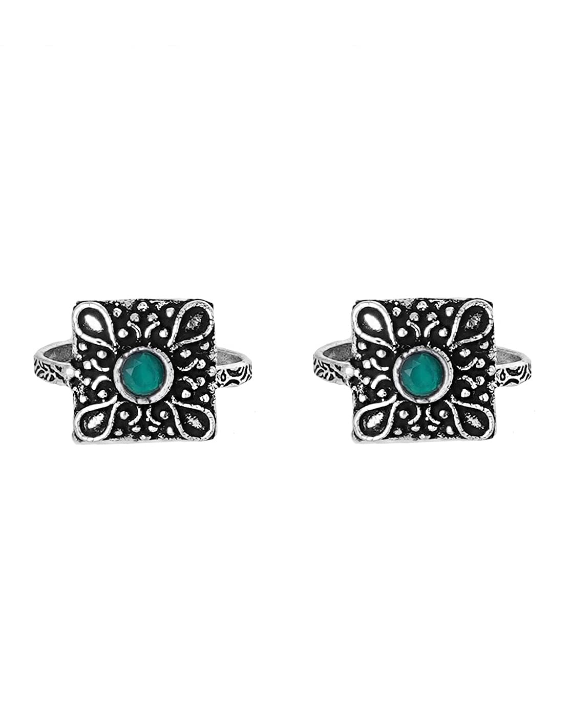 TEEJH Uri Green Stone Silver Oxidised Toe Rings for Women (B09J5553XT) Amazon Price History, Amazon Price Tracker