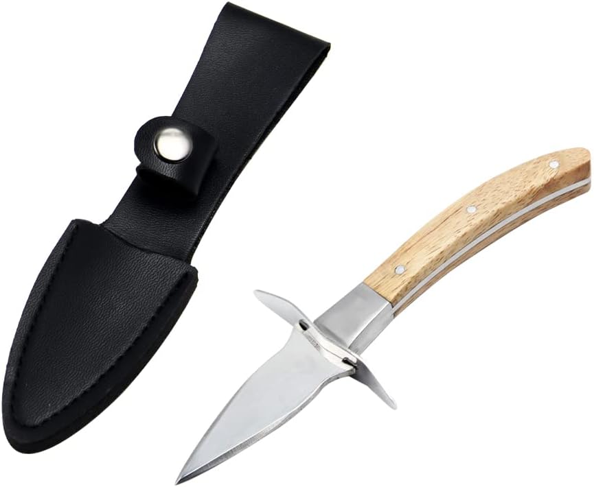 LanYing Oyster Shucker Oyster Knife with Leather Case Oyster Shucking Knife Oyster Opener for Clam Shellfish and Seafood