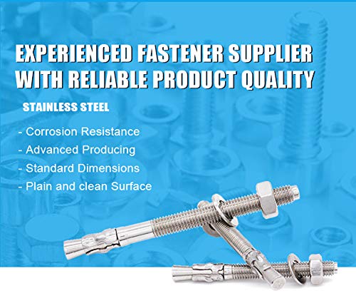 3834 x 334 concrete anchor 304 stainless wedge anchor with excellent anti-rust performance 30418-8 stainless steel concrete anchors and screws kit 10pcs