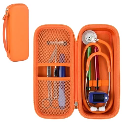 Image of ALKOO Stethoscope Case for 3M Littmann Classic III /Cardiology IV, Orange | for MDF Acoustica Stethoscopes, for Nurses, Doctors, Nursing School Essentials, Students, Clinic, EMS, Travel, Hard Bag Only