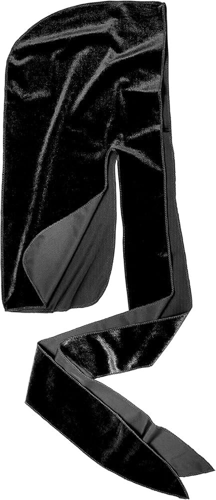 KISS COLORS CARE Power Wave Velvet Luxe Durag - Black Breathable Stretchy Velvet Fabric Ideal For Wave Formation