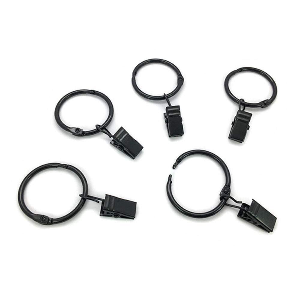 ACiyD Lot de 20 Pinces à Rideaux, Clips Noirs pour Tringle à Rideau, avec Clip Solide antirouille, Ouverture et Fermeture faciles.