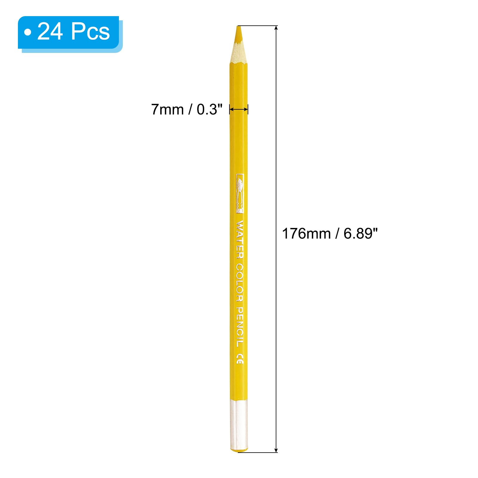 PATIKIL Watercolor Pencil, 24Pcs Water Soluble Pencils for Blending Coloring, Sketch Drawing, Painting, Dark Yellow - Image 2