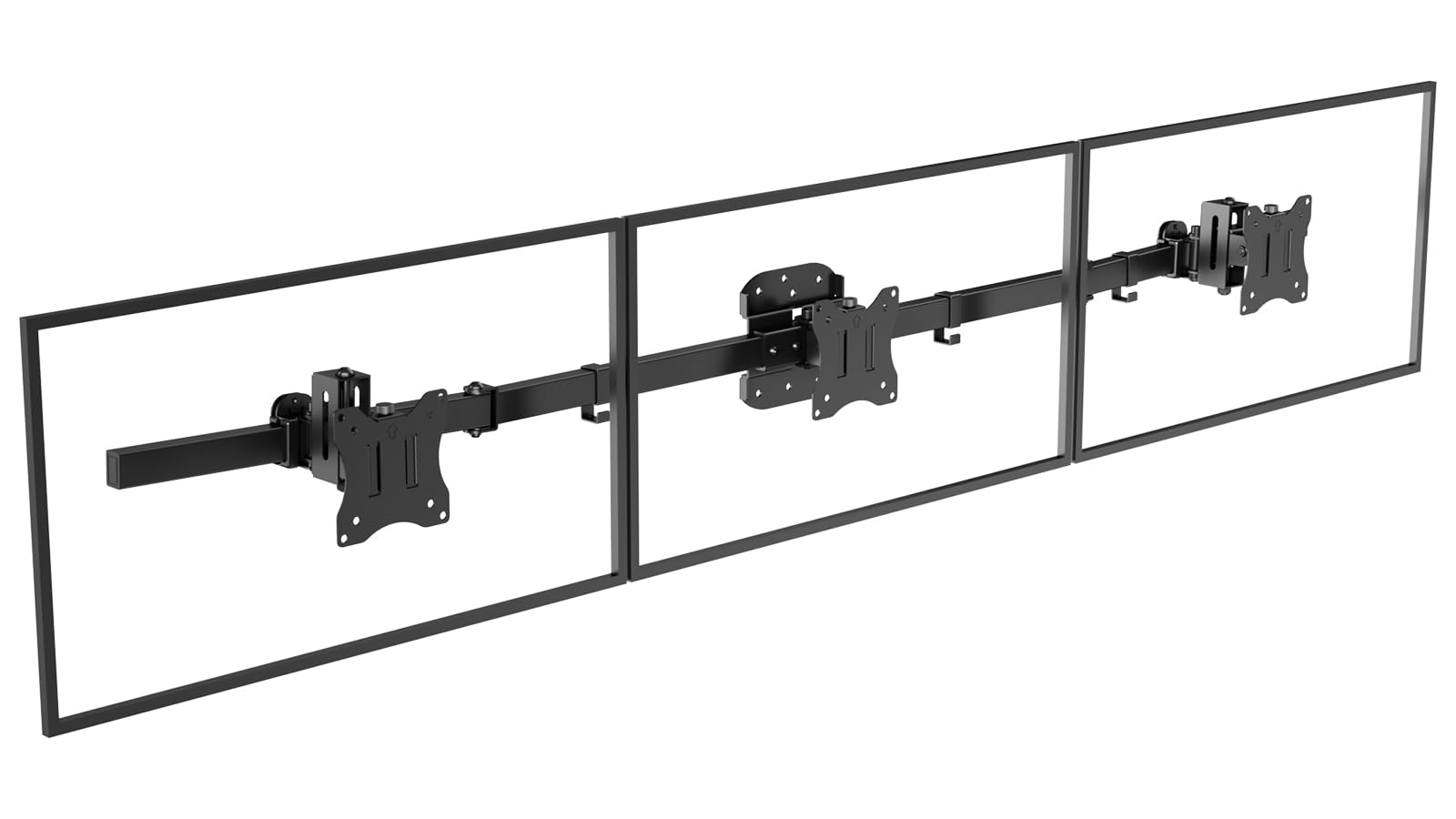 PUTORSEN Supporto a Muro per 3 Monitor 17"-27", Braccio Triplo per Monitor Regolabile, Rotazione Inclinazione Snodo, Gestione Cavi, VESA 75/100 mm, Carico Max 7kg (15.4lbs) per Schermo, Nero