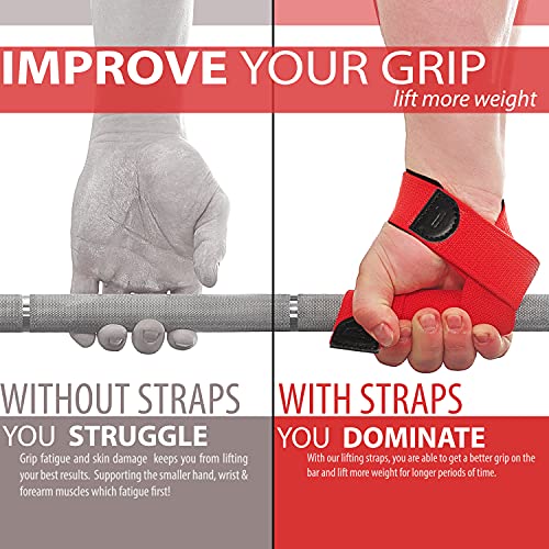 Image of WARM BODY COLD MIND Lasso Lifting Wrist Straps for Cross Training - Rated at 770 lb - Hand Wraps for Olympic Weightlifting, Powerlifting, Weight Lifting, Bodybuilding Strength Deadlift Gym Bar, Cotton