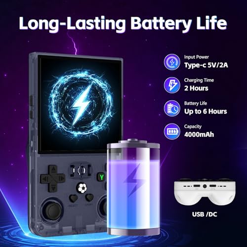 Image of R36MAX Retro Handheld Game Console, Retro Gaming Console 4.0'' IPS HD Screen, Portable Video Game Console with Open Linux System & 4000mAh Battery (Transparent Gray 64GB)