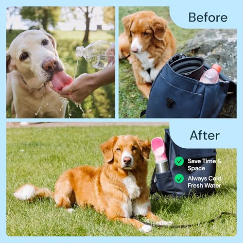 MalsiPree Insulated Dog Water Bottle 24oz (Stainless Steel, Pink) — view 9