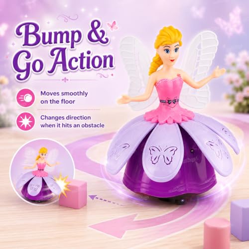 Image of Zest 4 Toyz Musical Dancing Girl Doll Toy with Flashing Lights Bump and Go Action for Kids Early Learning Educational Toy for Girls Plastic (Multicolor)